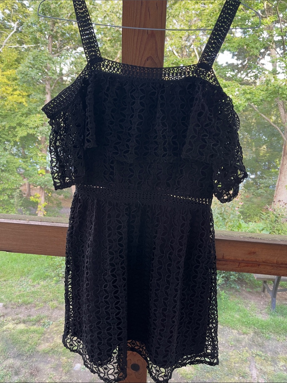 Jack by BB Dakota Black Crochet Ruffle Mini Dress